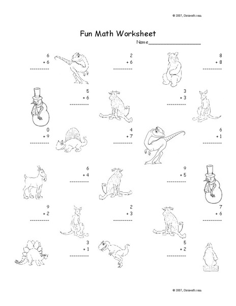 Fun Math Worksheet: 1-Digit Addition 20 Worksheet