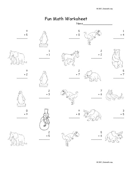 Fun Math Worksheet: 1-Digit Addition 3 Worksheet