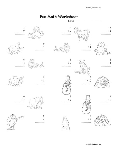 Fun Math Worksheet: 1-Digit Addition 5 Worksheet