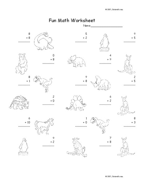 Fun Math Worksheet: 1-Digit Addition 5 Worksheet