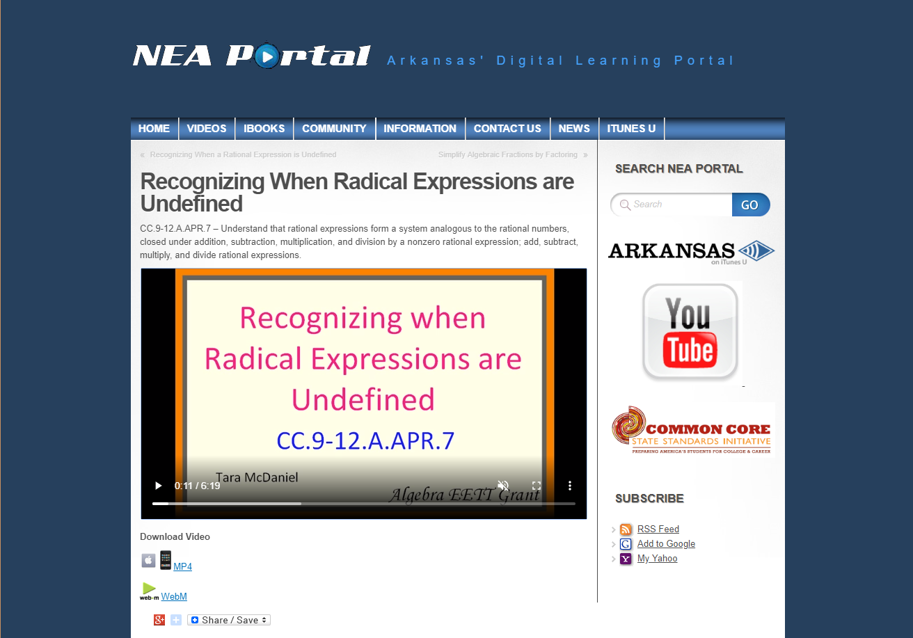 Recognizing When Radical Expressions are Undefined Instructional Video