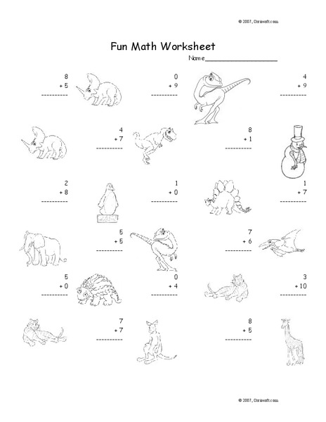 Fun Math Worksheet: 1-Digit Addition 6 Worksheet