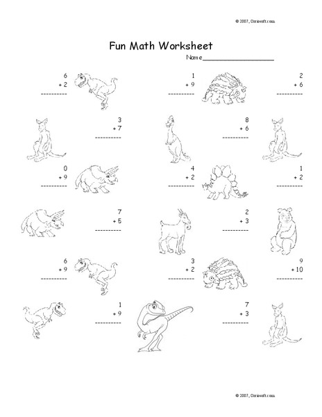 Fun Math Worksheet: 1-Digit Addition 6 Worksheet