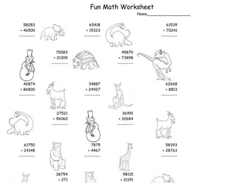 Fun Math Worksheet Worksheet