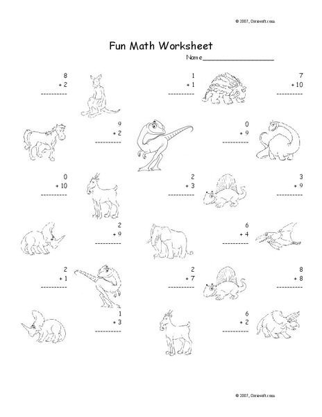 Fun Math Worksheet: 1-Digit Addition 8 Worksheet