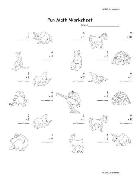 Fun Math Worksheet: 1-Digit Addition 9 Worksheet