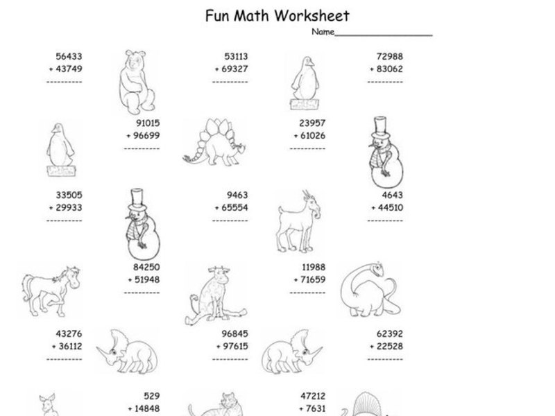 Fun Math Worksheet Worksheet