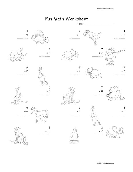Fun Math Worksheet: 1-Digit Addition 7 Worksheet