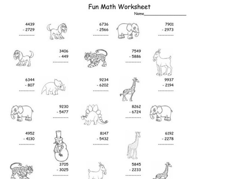 Fun Math Worksheet Worksheet