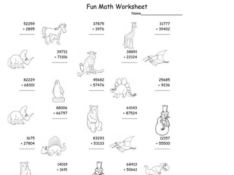 Fun Math Worksheet Worksheet