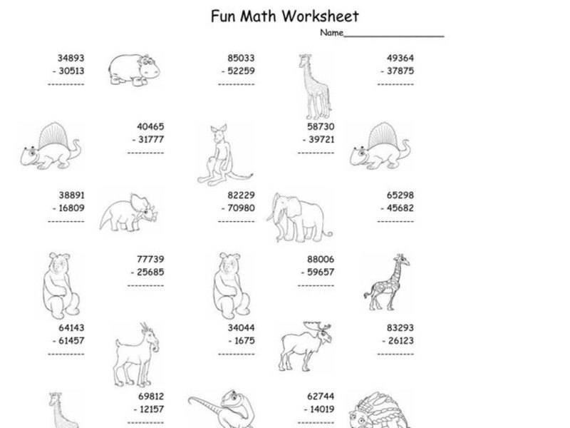 Fun Math Worksheet Worksheet