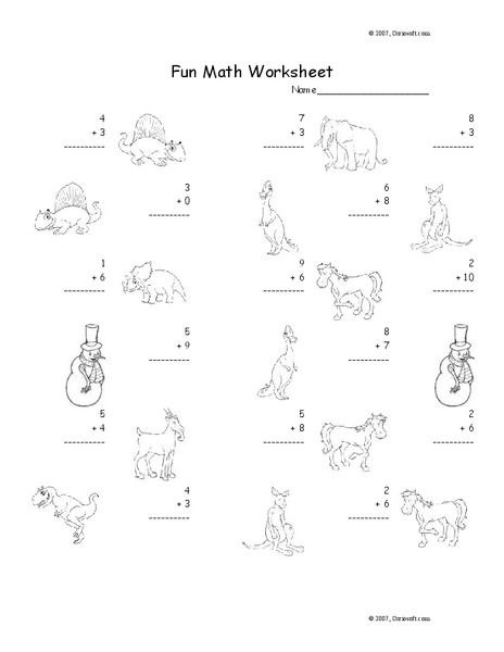 Fun Math Worksheet: Addition Facts 5 Organizer