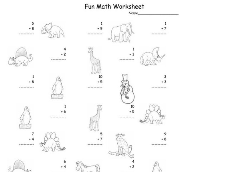 Fun Math Worksheet Worksheet