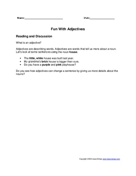 Fun With Adjectives Worksheet