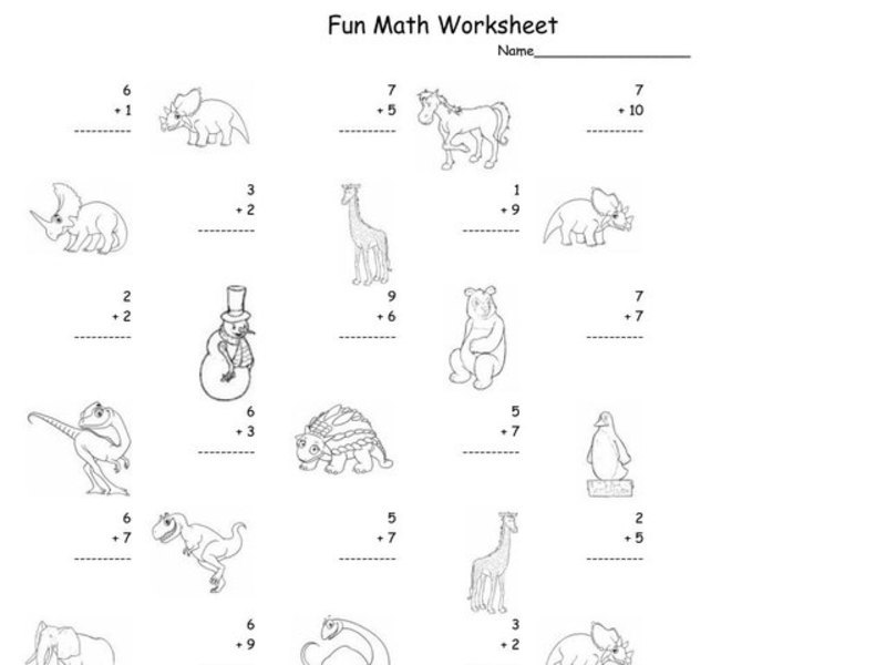 Fun Math Worksheet Worksheet