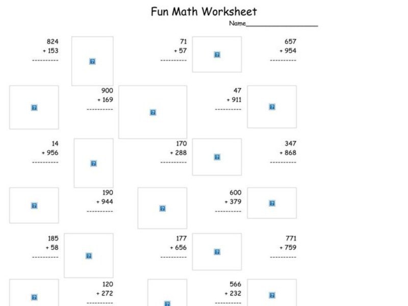 Fun Math Worksheet Worksheet