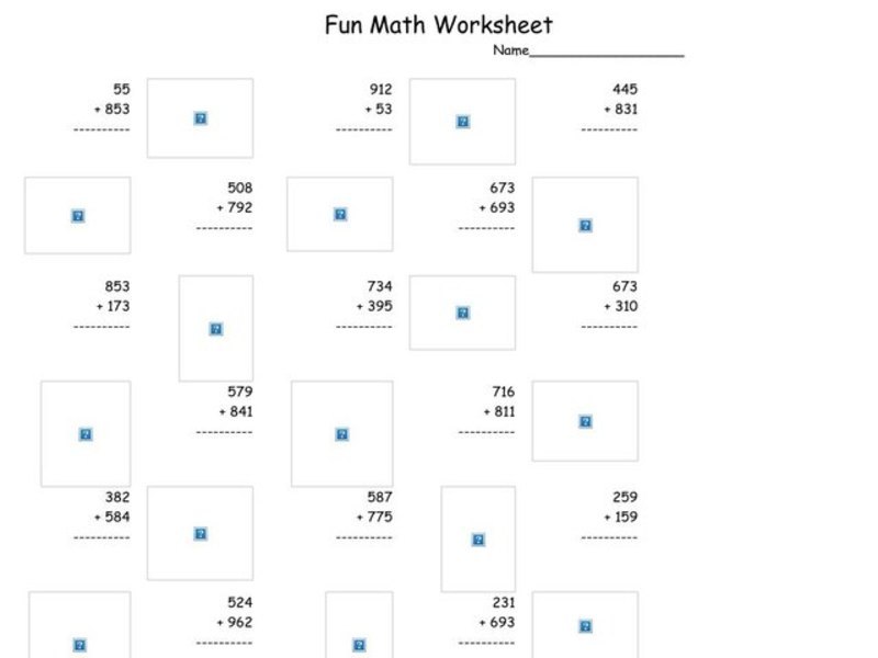 Fun Math Worksheet Worksheet