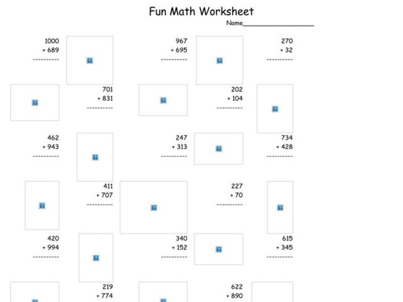 Fun Math Worksheet Worksheet
