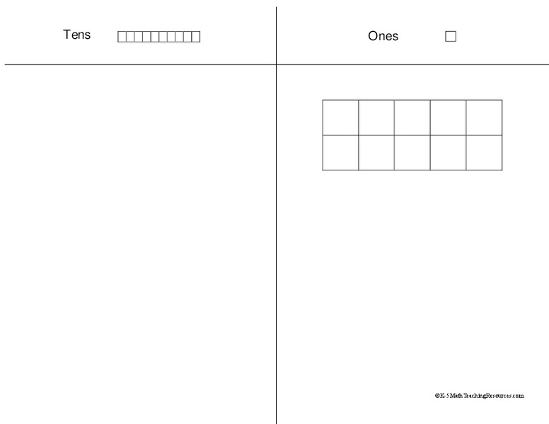 Base Ten Mat (Tens and Ones with Tens Frame) Organizer