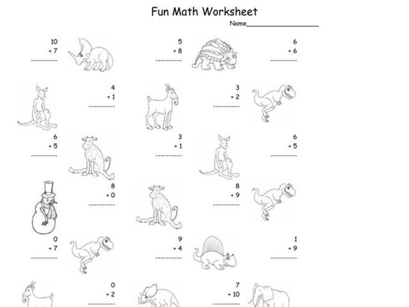 Fun Math Worksheet 3 Worksheet