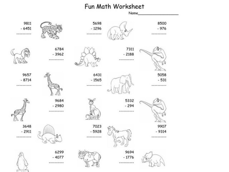 Fun Math Worksheet - Subtraction Worksheet