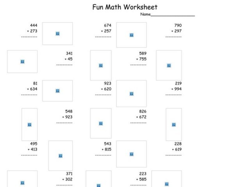 Fun Math Worksheet 3 Worksheet