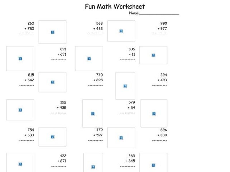 Fun Math Worksheet 45 Worksheet