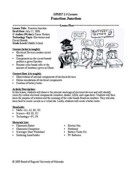 Function Junction Lesson Plan