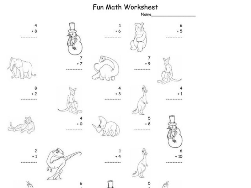 Fun Math Worksheet: 1-Digit Addition Worksheet