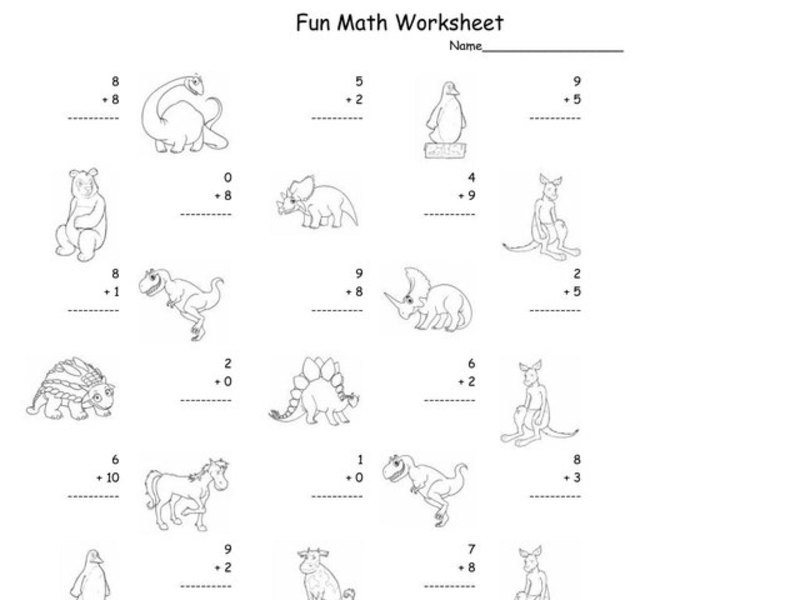 Fun Math Worksheet: 1-Digit Addition 4 Worksheet