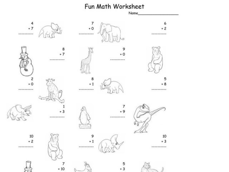 Fun Math Worksheet: 1-Digit Addition Worksheet