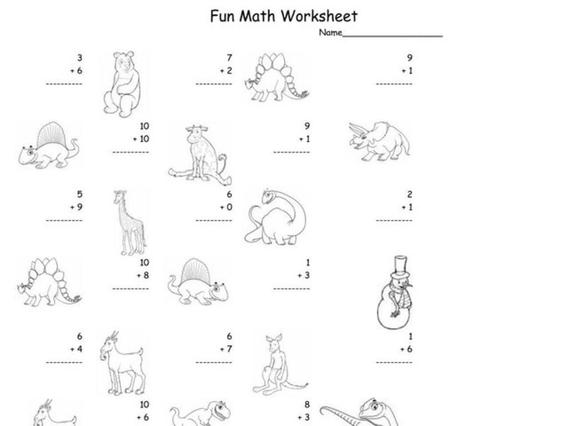 Fun Math Worksheet: 1-Digit Addition 5 Worksheet