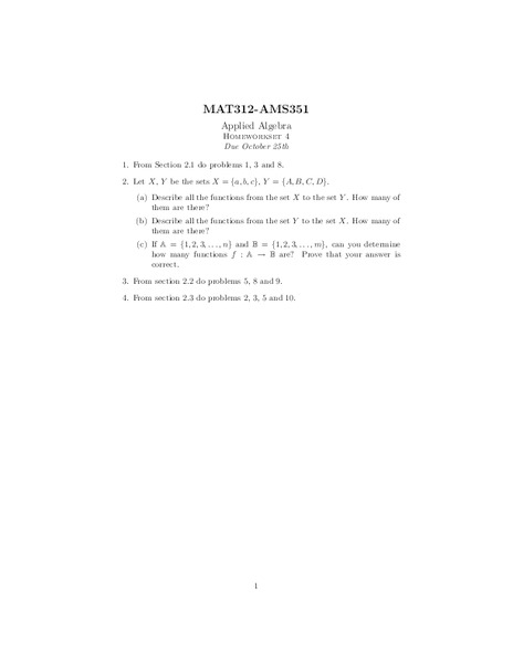 Functions Worksheet