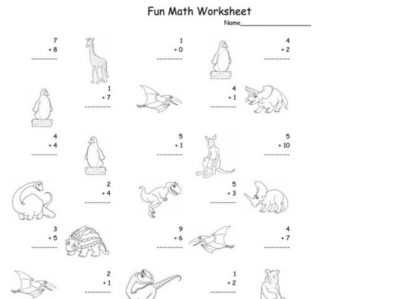 Fun Math Worksheet: 1-Digit Addition 7 Worksheet