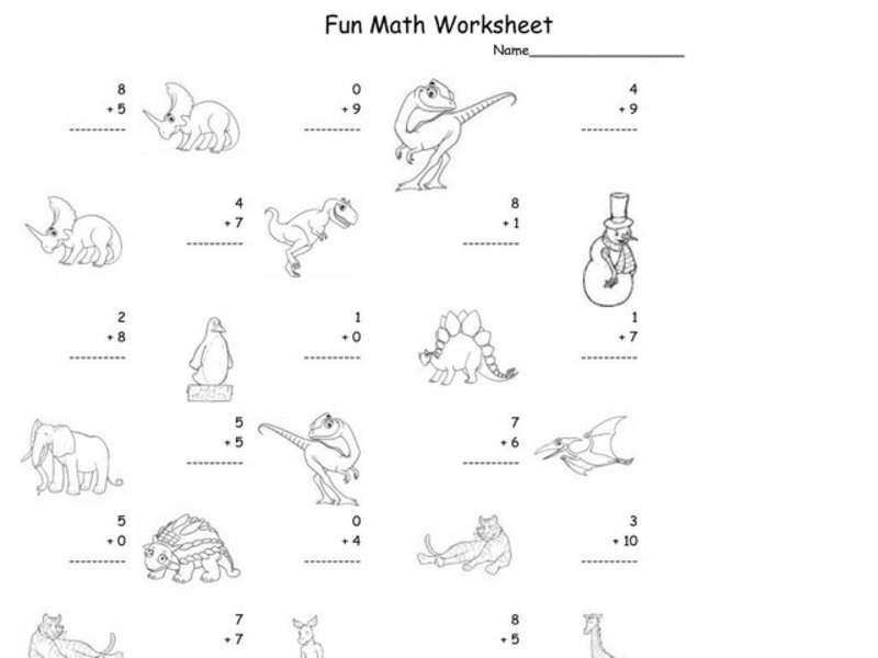 Fun Math Worksheet: 1-Digit Addition 11 Worksheet