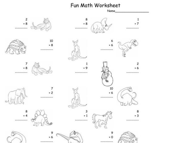 Fun Math Worksheet: 1-Digit Addition 12 Worksheet