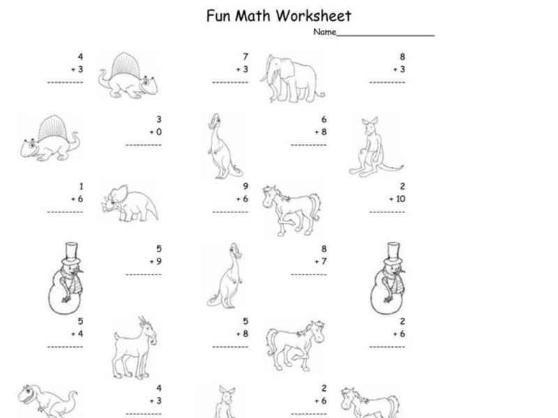 Fun Math Worksheet: 1-Digit Addition 14 Worksheet