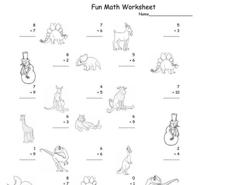 Fun Math Worksheet: 1-Digit Addition 12 Worksheet