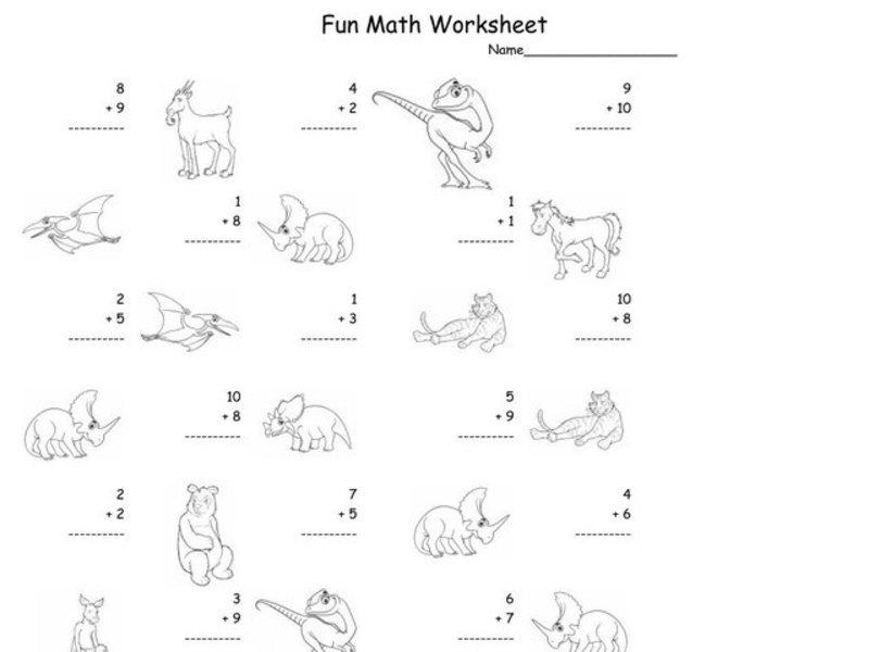 Fun Math Worksheet: 1-Digit Addition 2 Worksheet
