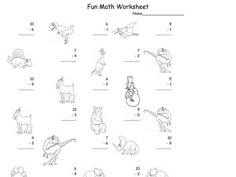 Fun Math Worksheet: 1-Digit Subtraction 2 Worksheet