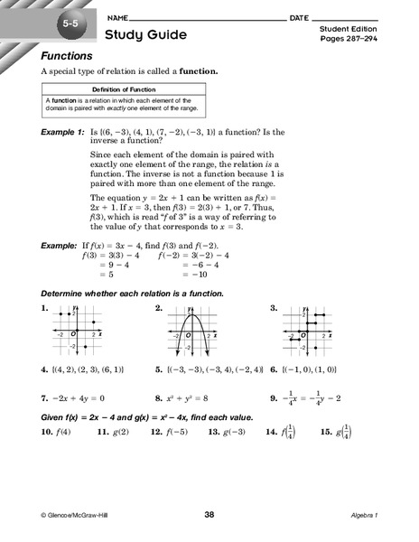Functions Worksheet
