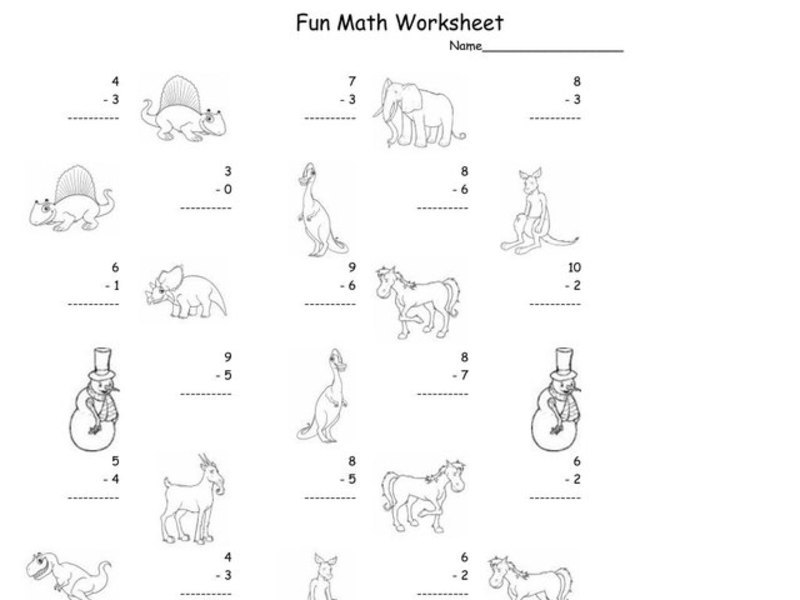 Fun Math Worksheet: 1-Digit Subtraction Worksheet
