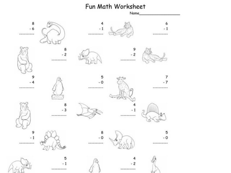 Fun Math Worksheet: 1-Digit Subtraction Worksheet