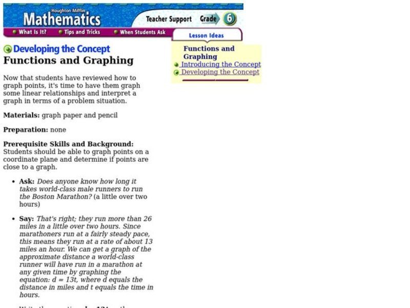 Functions and Graphing Lesson Plan