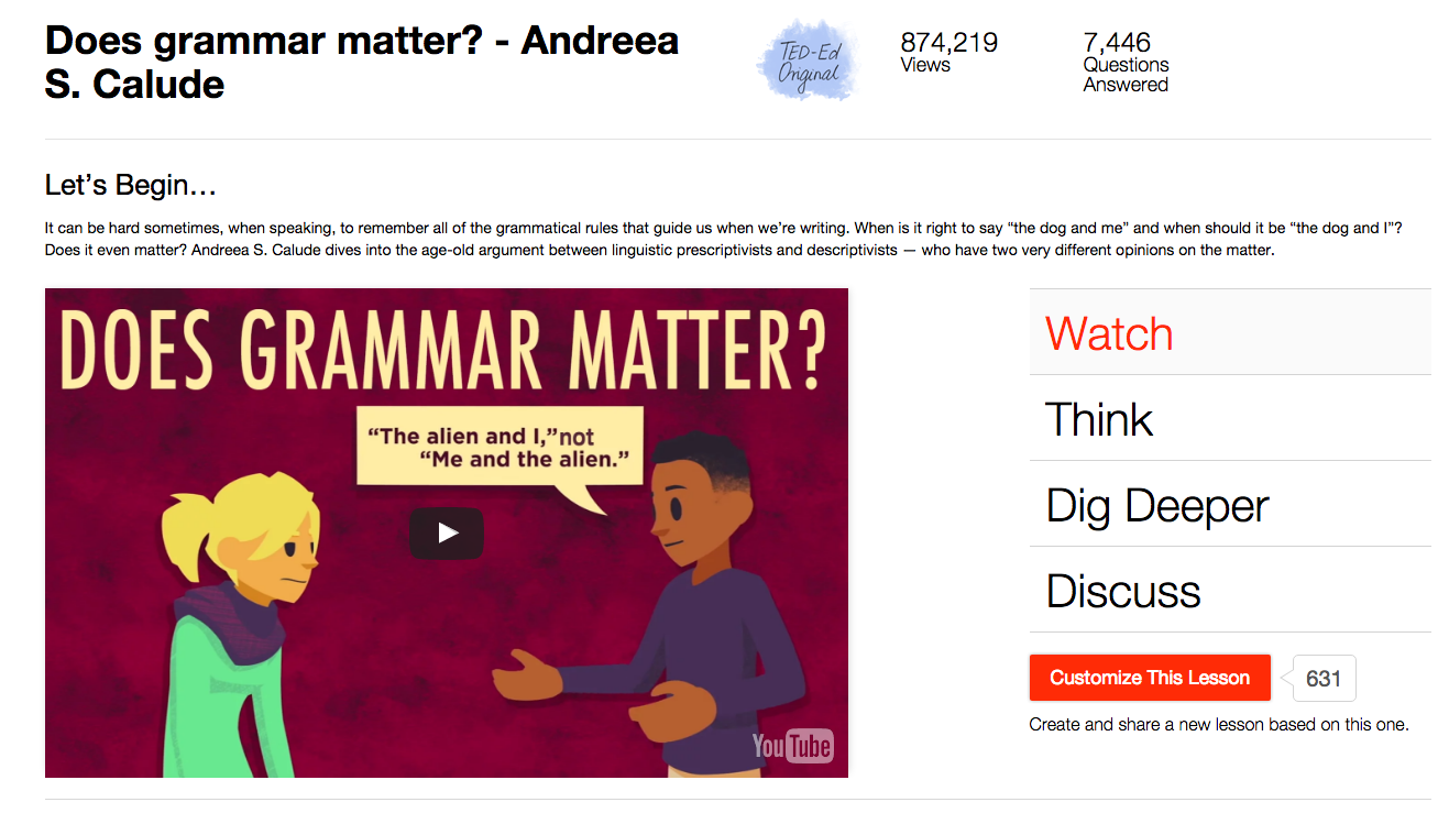 Does Grammar Matter? Instructional Video