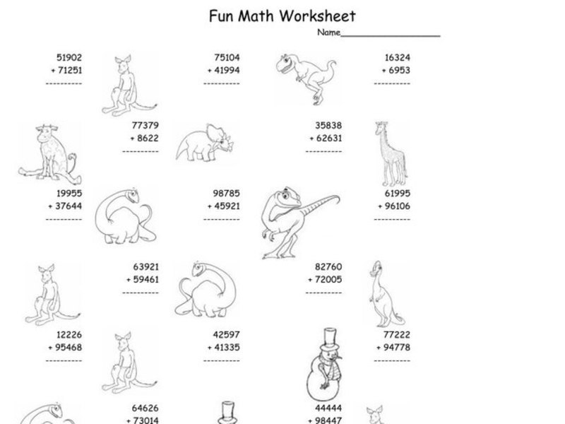 Fun Math Worksheet: Multiple Digit Addition Worksheet