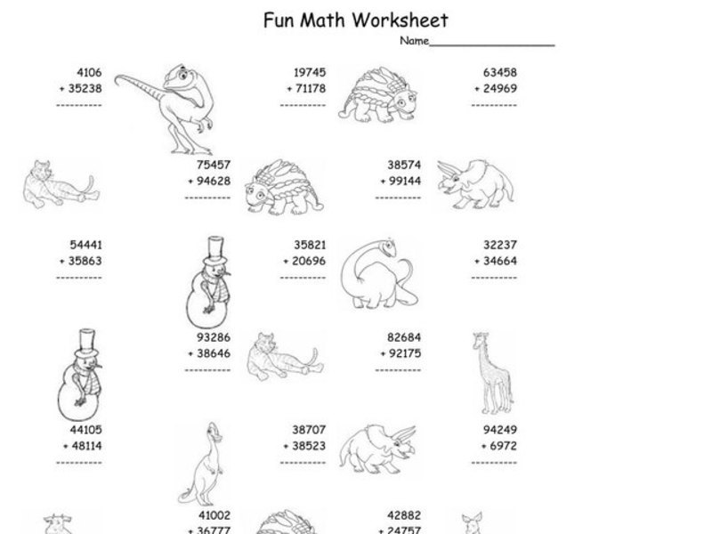 Fun Math Worksheet: Multiple Digit Addition Worksheet