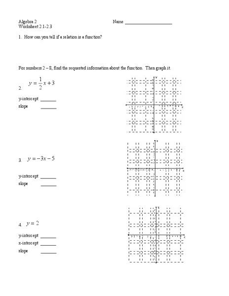 Functions and Relations Worksheet