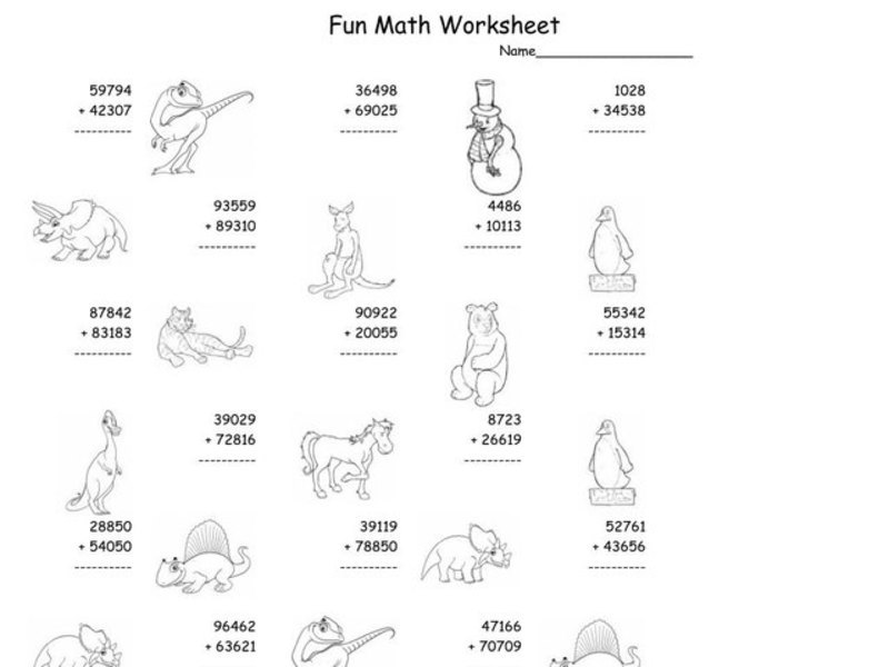 Fun Math Worksheet: Multiple Digit Addition Worksheet