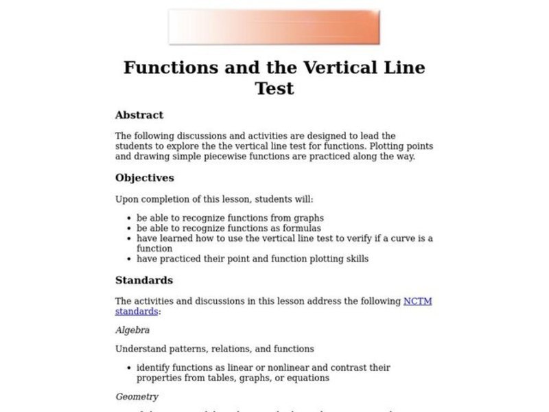 Functions and the Vertical Line Test Lesson Plan